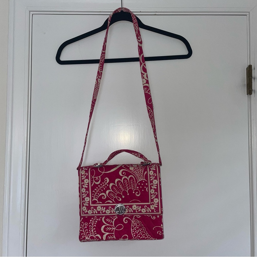 Vera Bradley Twirly Bird Pink purse with crossbody strap